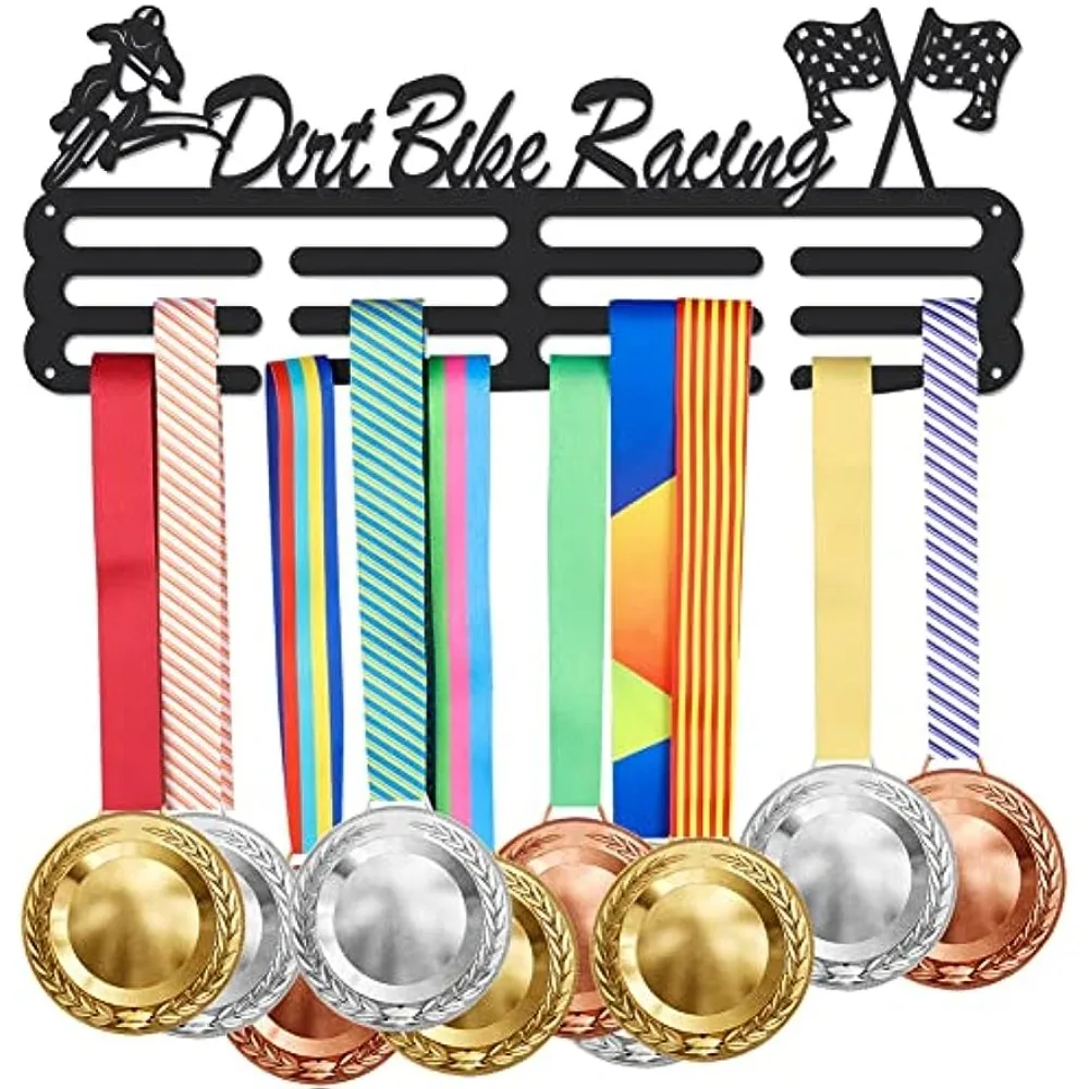 Dirt Bike Racing Medal Display Rack Sports Extreme Off-Road Medal Hanger for 60+ Medals Trophy Holder Awards Sport Ribbon Holder