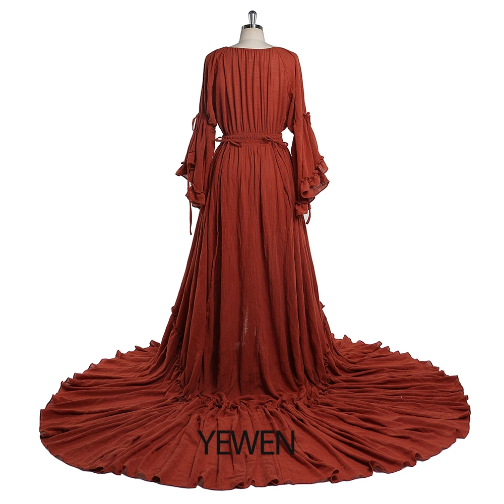 V Neck Front Buttons Stretch Waist Evening Dresses Photography Props Pregnancy Photo Shoots Dress for Baby Shower YEWEN