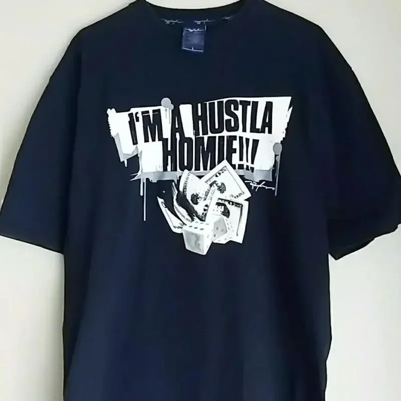 Vtg 00s RUFF RYDERS Sz Large T-Shirt Hustla Homie Rap Black Short Sleeve DMX E5