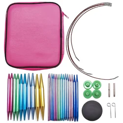 Aluminum Circular Knitting Needles Set Interchangeable Crochet Hooks Weaving Yarn Knitting Craft Tools Accessories Kit Needle