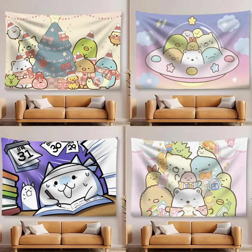 Cozy Game S-Sumikko Gurashi Tapestry Aesthetic Wall Tapestry Microfiber Fabric Backdrop Boho Decor for Bedroom Living Room Dorm