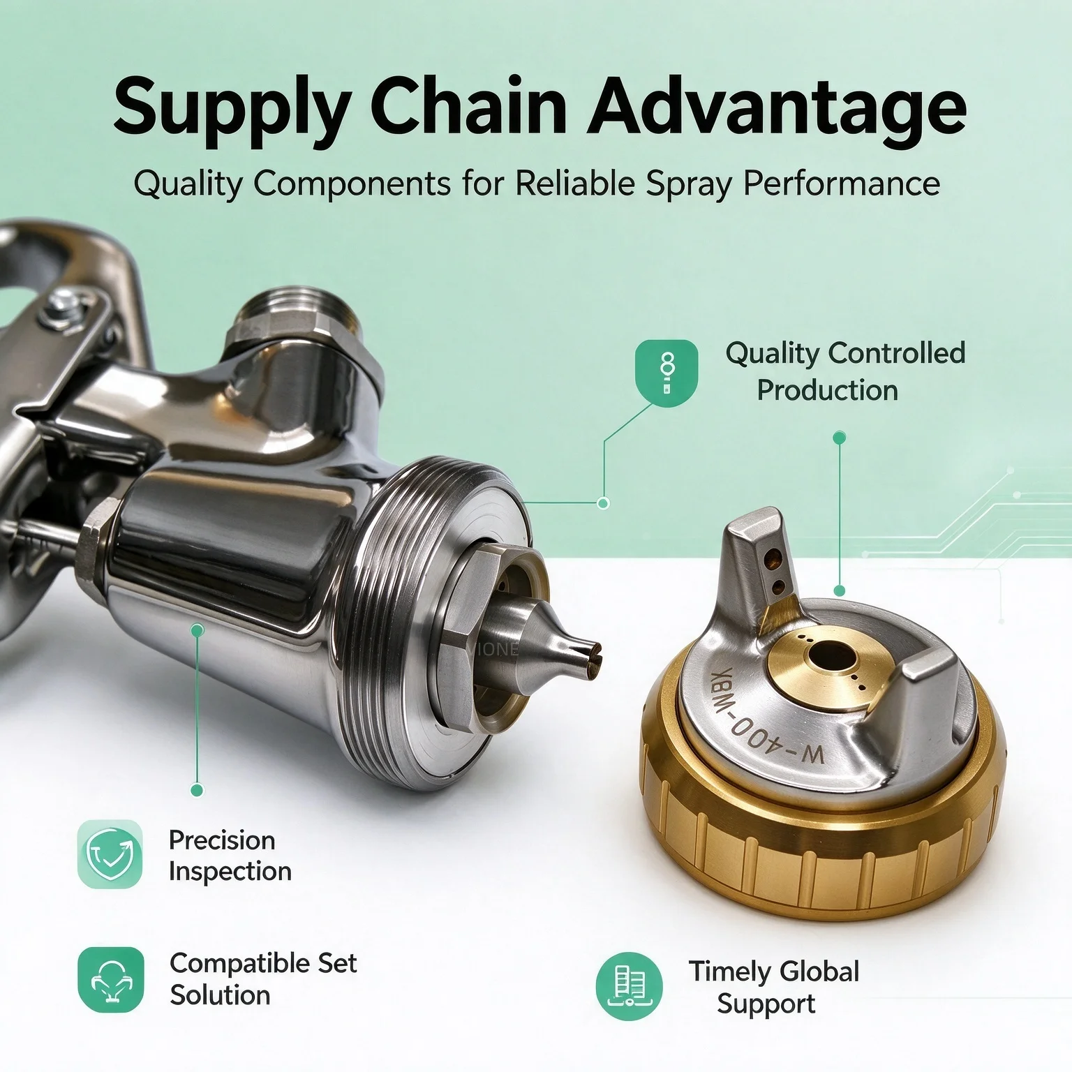 Industrial Spraying W-400-WBXAir Cap, Needle & Nozzle Set Compatible with the W-400 WB/WBX Series Japan