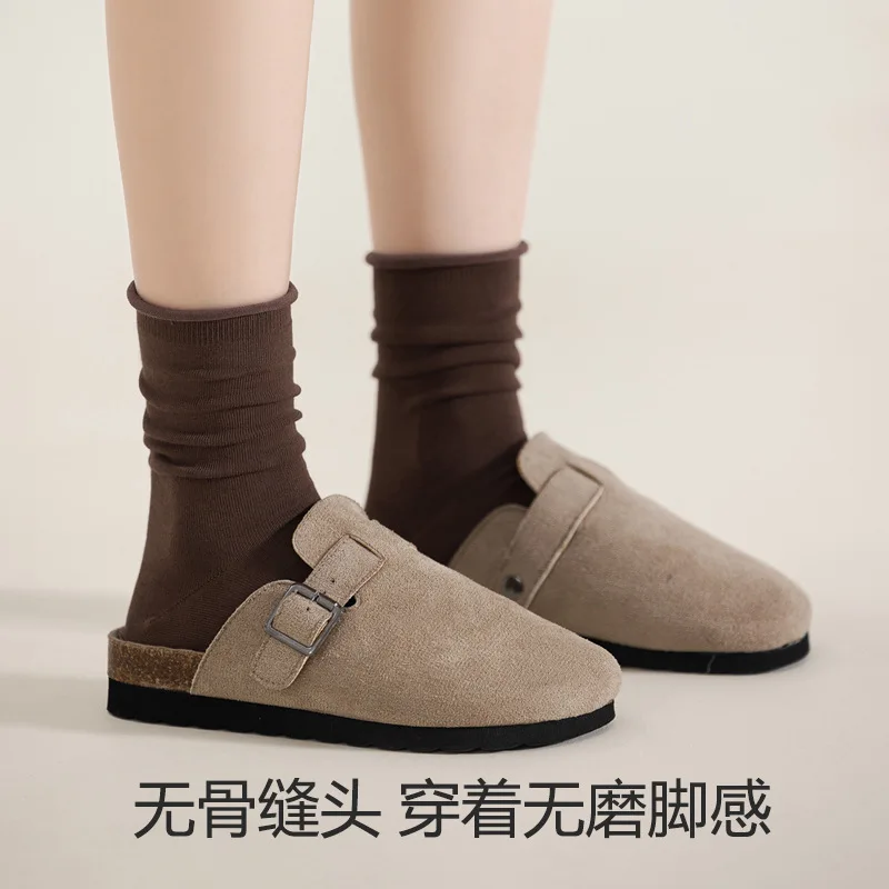 جوارب Ankola Red للنساء، جوارب قطنية بحافة ملفوفة ومزيلة للعرق ومضادة للبكتيريا، مرونة جيدة، مضادة للبيلينغ