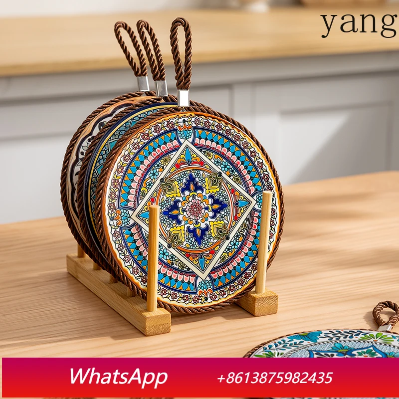 

LH retro heat insulation pad high temperature casserole anti-scalding pad enamel pot mat ceramic new Chinese style