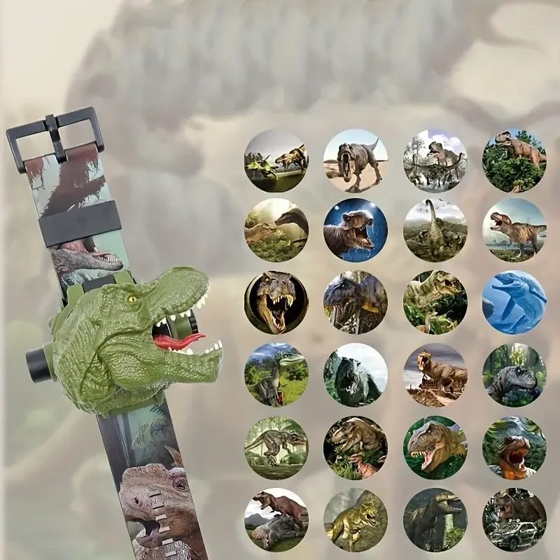 1Pc 3D Dinosaur Projection Electronic Watch for Kids - Fun Luminous Toy and Kindergarten Gift