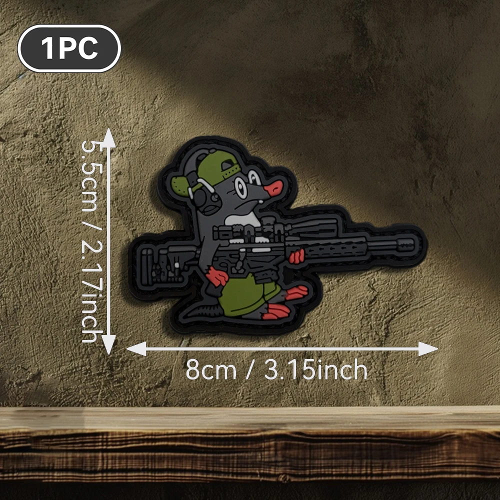 Alien-Shaped Cartoon Mole Tactical Design, 2D Flat Pvc Material, Magic Tape, Free Backing Material, Optional Sizes, 1Pc/2Pcs/3Pcs, Edge-Locking Adhesive Reinforcement, Reusable Adhesive, Trendy, Fun, Versatile Decoration