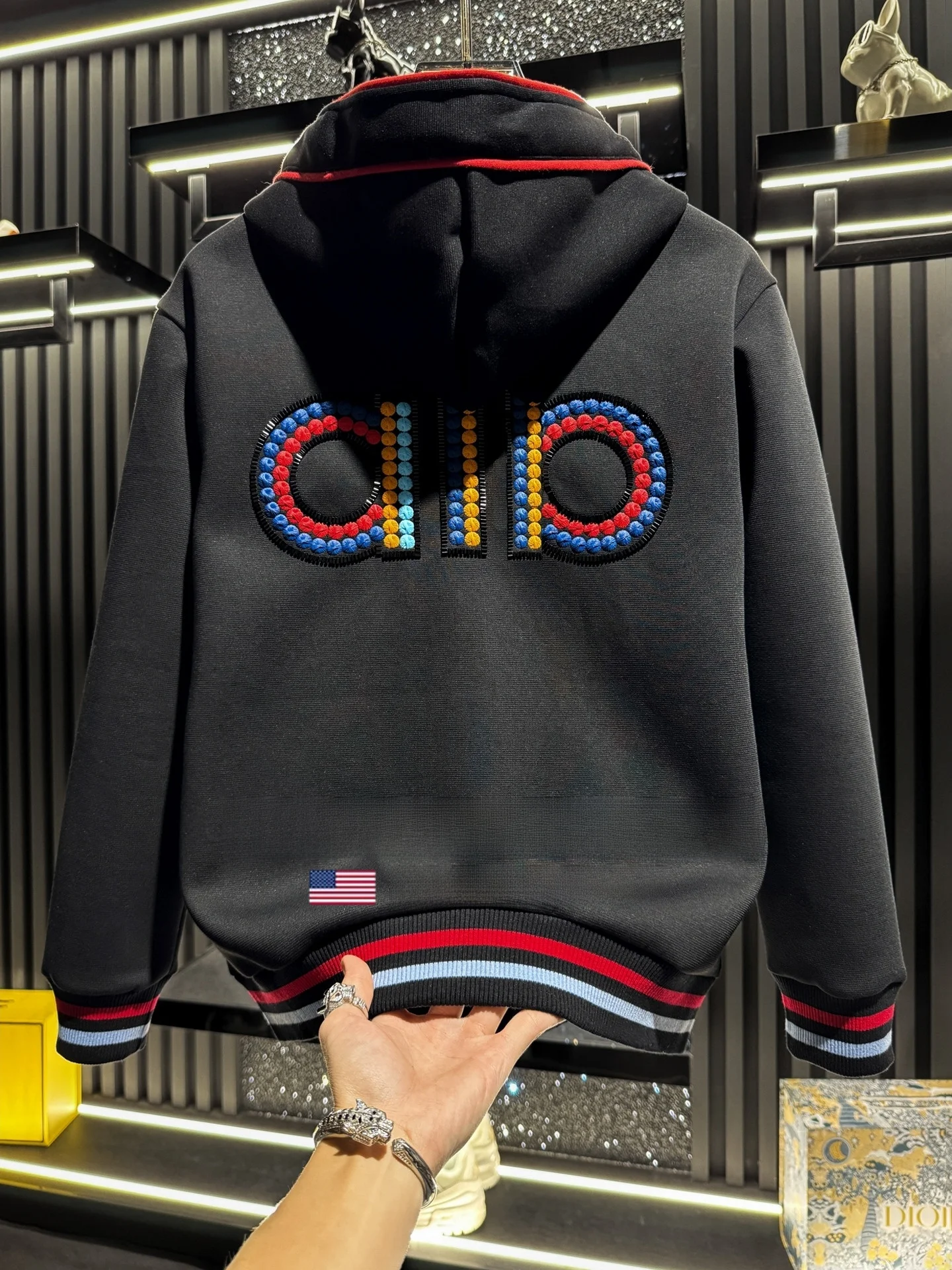 Jaqueta Hoodie Bordada de Alta Qualidade, Casaco Casual Luxuoso, Moda Chrisma Katch, Roupa de Inverno em Fleece para Homens