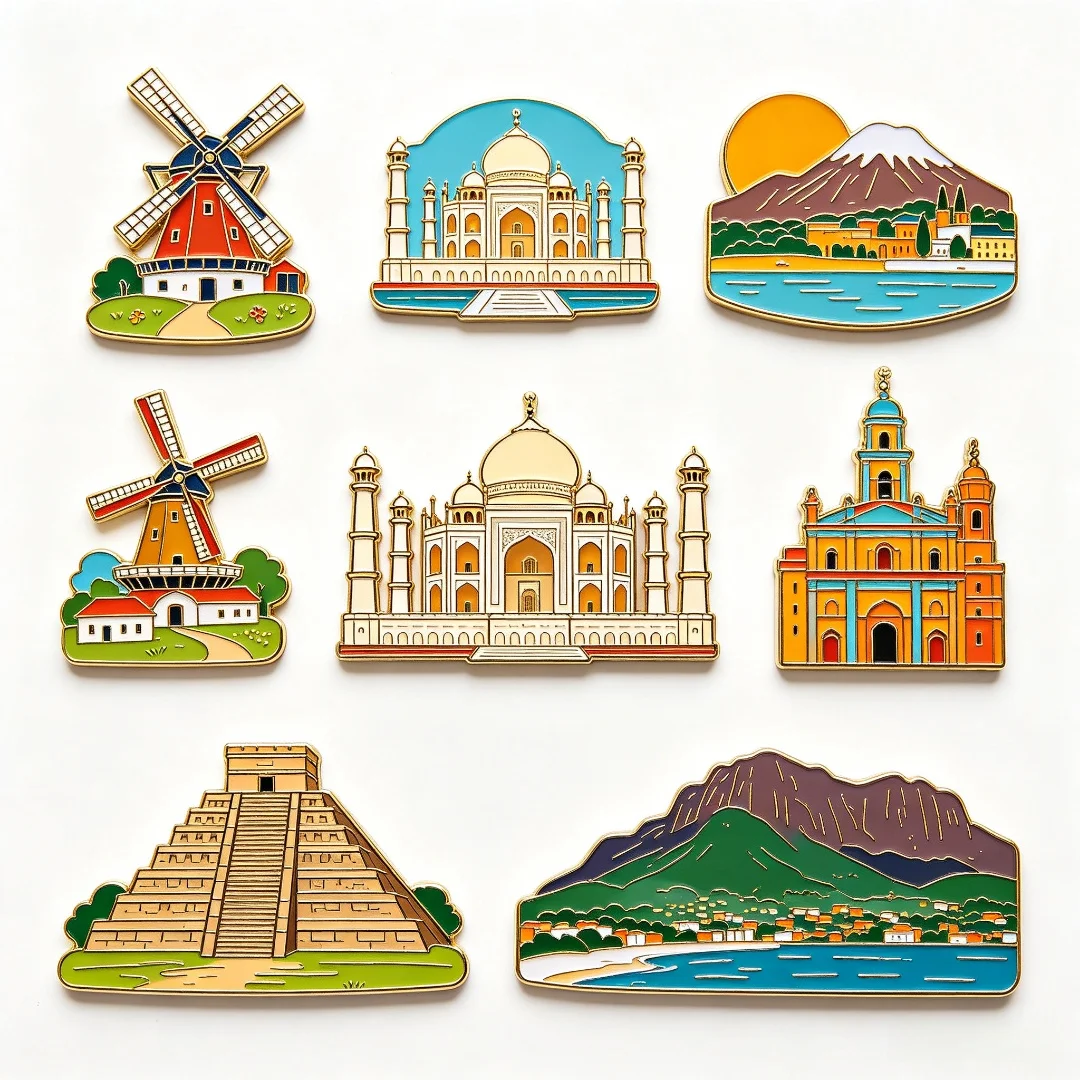 Custom Enamel Fridge Magnet World Famous Landmark Travel Souvenir Refrigerator Magnets No MOQ Custom