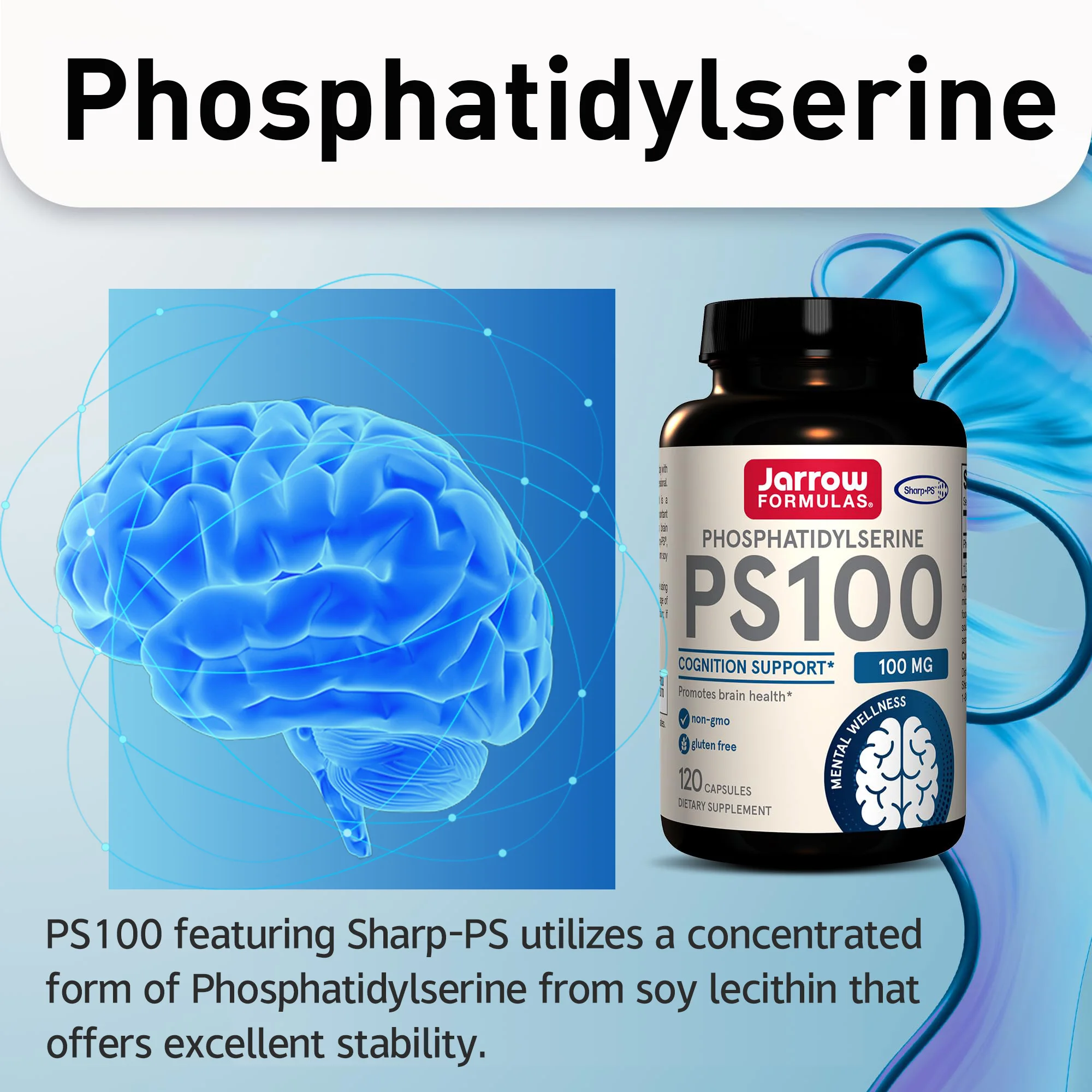 PS100 Phosphatidylserine 100mg - Promotes Brain Health and Cognitive Function, Maintains Mental Clarity and Enhances Memory - Image 3