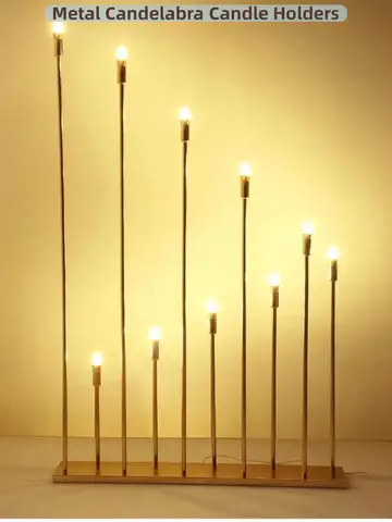 2 set 10 Heads Metal Candelabra Candle Holders Electric Wedding Table Centerpiece Road Lead Candelabrum For Home Decor
