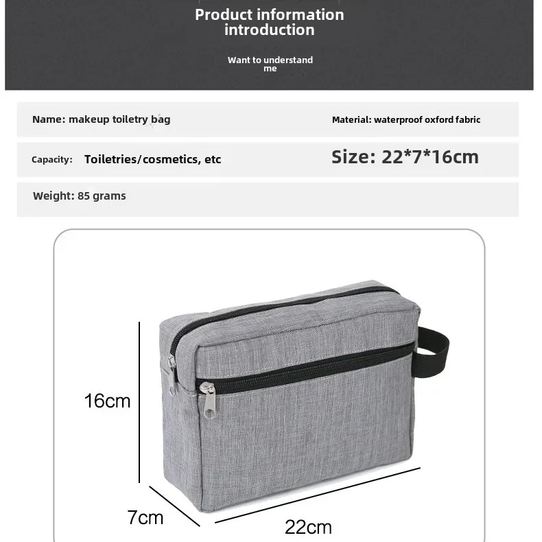 Multifunctional Simple Waterproof Oxford Cloth Cosmetics Bag Thickeneded Double-layer Cosmetic Bag Large Capacity Portable St...