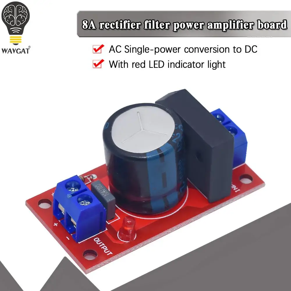 Redresseur de carte d'alimentation de filtre avec indicateur LED rouge, alimentation unique AC vers DC, source unique, technologie de carte d'amplificateur, 8A
