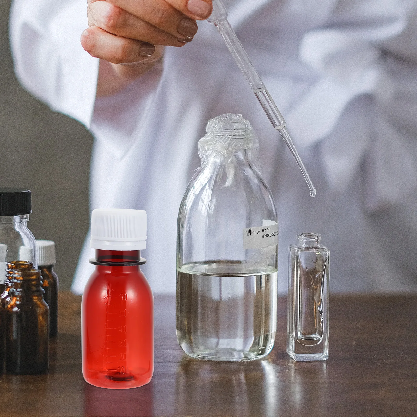 

Scale Bottle Set Plastic Leak Proof Laboratory Reagent Chemical Graduated Media