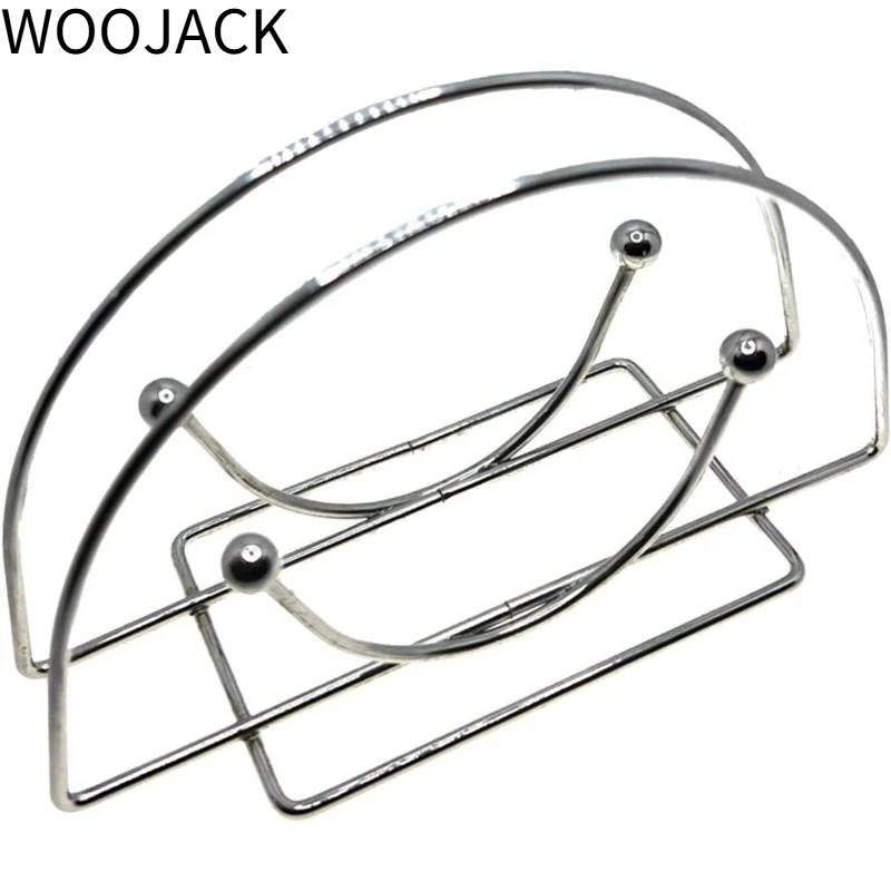 WOOJACK Rustic Semicircle Paper Towel Holder Napkin Storage Dispenser Iron Napkin Stand Kitchen Table Tissue Storage Holder
