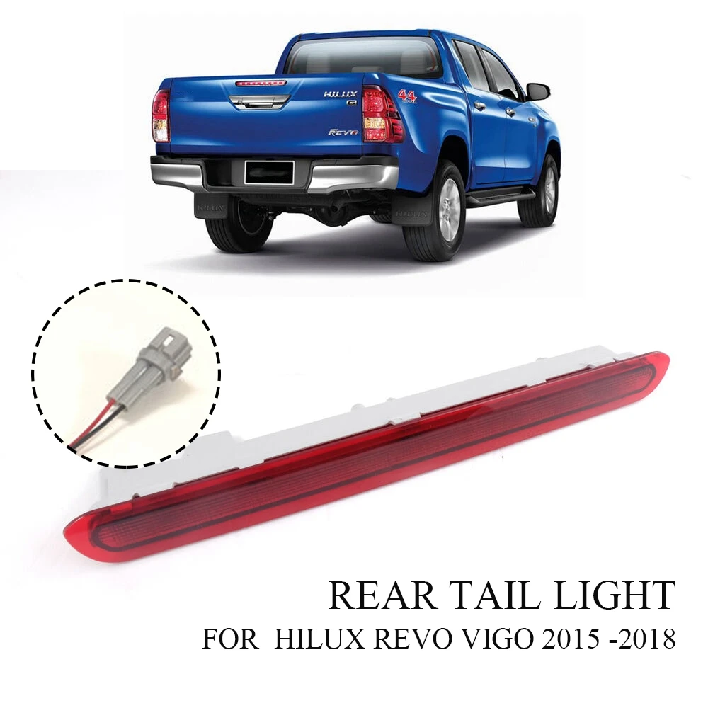 Terceira luz de freio dinâmica para Toyota Hilux Revo Vigo 2015 2016 2017 2018, Shell vermelho, lâmpada de parada traseira