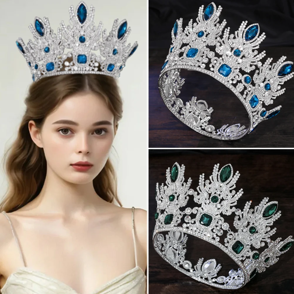 

Конкурс красоты, элитная корона невесты с полной короной, аксессуар для волос с короной, венок из ларуриля, подиумная корона королевы в стиле барокко, большая корона