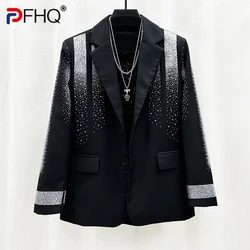 PFHQ-Chaquetas de temperamento coreano para hombre, traje de industria pesada con diamantes, chaquetas de moda, abrigo holgado y fresco Ins, otoño 21Z2344