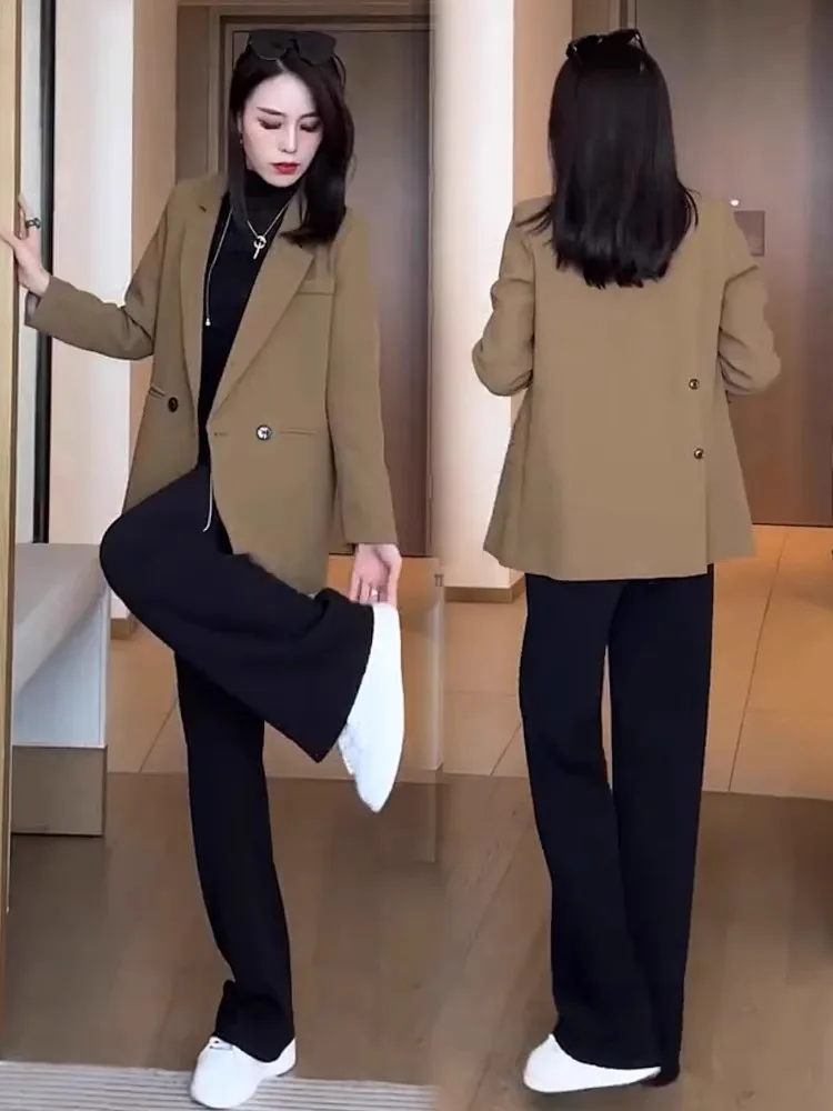 

Карамельный профессиональный повседневный женский костюм-пиджак для весны и осени, новая модель, маленький размер, формальный, в западном стиле, топ