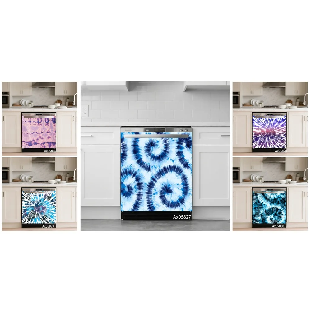 Boho Tie Dye Spiral Shibori Gradient Dishwasher Sticker Self Adhesive Hippie Teen Cabinet Washer Wall Decals Home Decoration