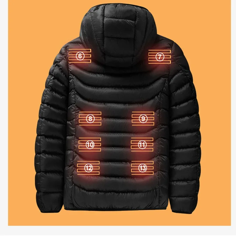 Three Control Thirteen Zone Intelligent Heating Cotton Clothes for Warmth and Whole Body Constant Temperature Hood