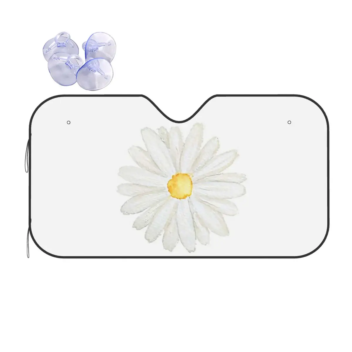 

Hand Painted One Little White Daisy Watercolor Sunshade Windscreen Car Front Windshield Window Sun Visor Accessories Covers