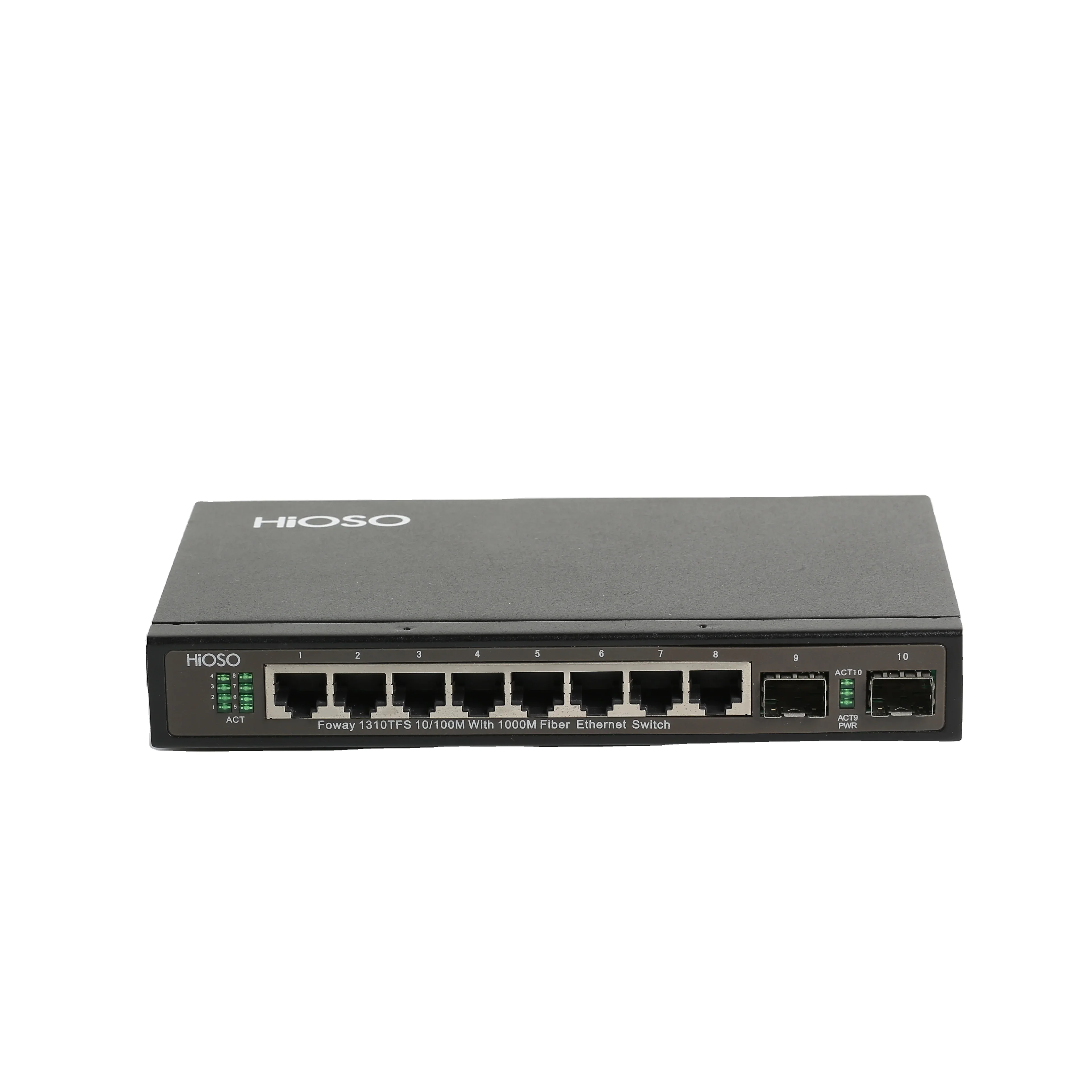 

HiOSO OEM 10 Port Gigabit Ethernet Switch with 8 RJ45 Ports for Accessing Unmanaged SFP Fiber Uplink Port Selectable
