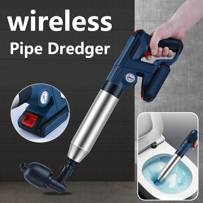 Kitchen WC Sewer Sink Cleaning Pipe Dredger Blockage Tool Wireless Lithium Battery Pipe Dredger Sewer Unblocker Accessories Kit