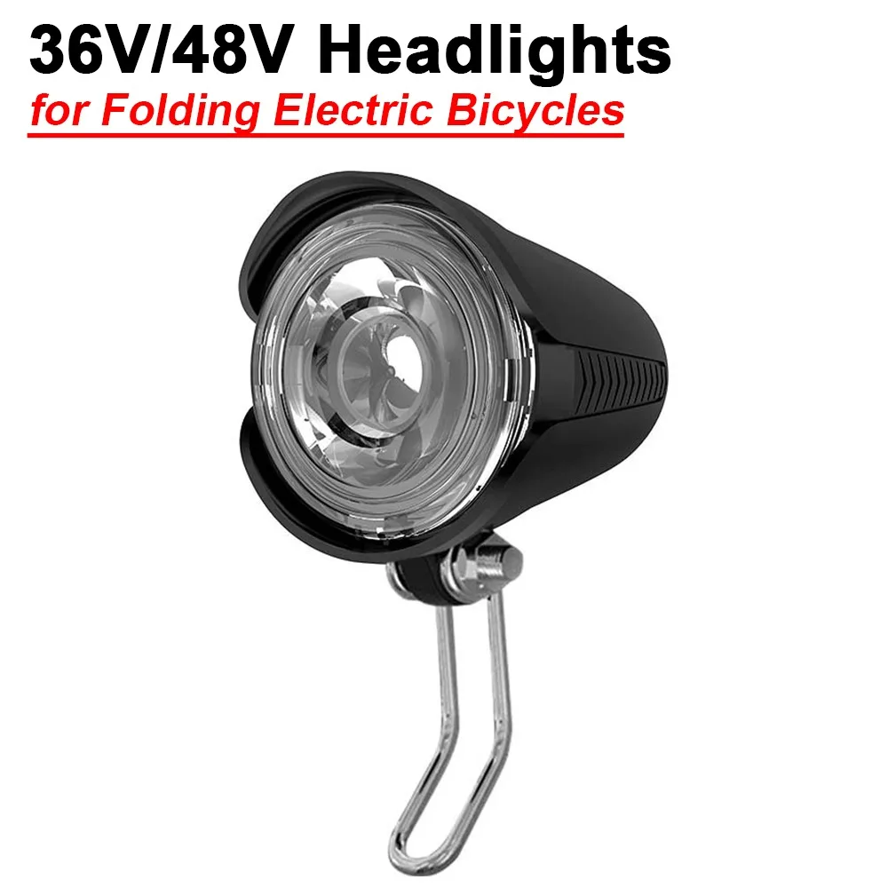 

36V 48V LED Headlight with Horn Waterproof Front Light for Folding Electric Bicycle Bike Accessories