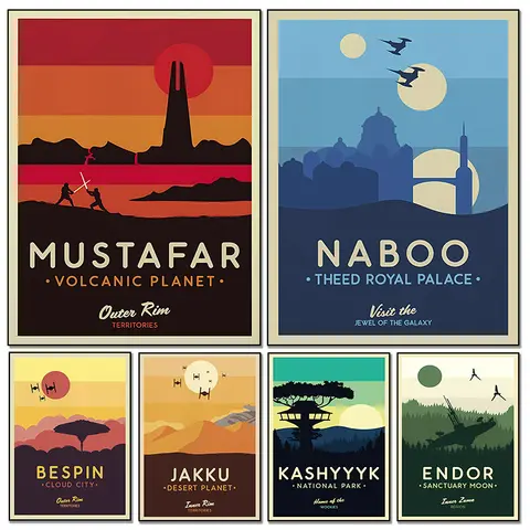 Modern Star Planet Posters Galaxy Attraction Wall Art Canvas Paintings And Print Movie Wars Cover Landscape For Room Home Decor