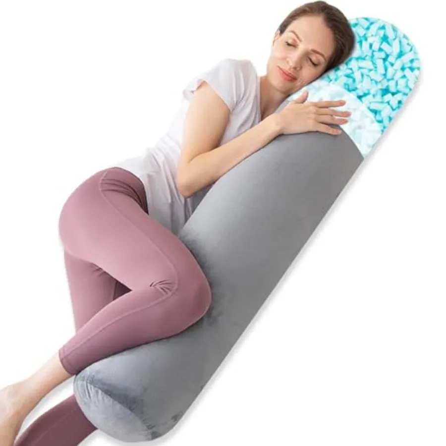 

Body Pillow, Memory Foam Round Body Pillows for Adults, Firm Long Bolster Pillow for Bed, Cylinder Tube Roll Pillow with Velvet