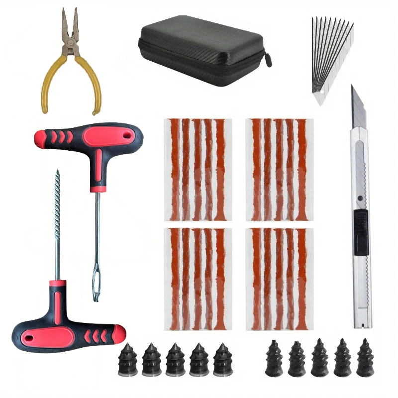 

Car Tire Repair Tool Kit Studding Tool Auto Bike Puncture Plug Garage Needle Nose Pliers Vacuum Film Tools