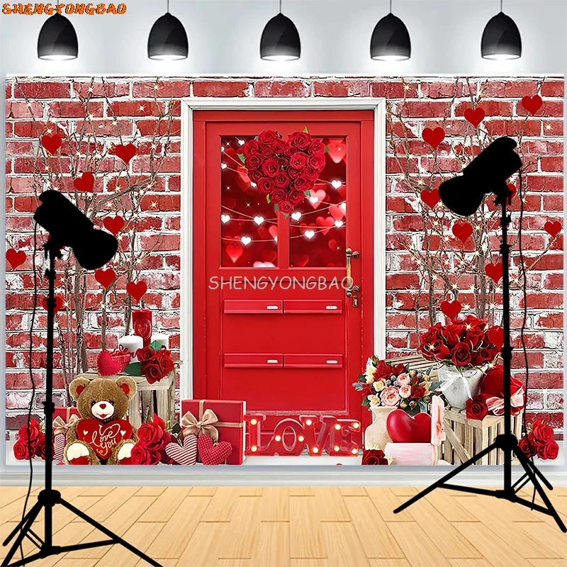 

Pink Romantic Valentine's Day Photography Backdrops Prop Rose Flowers Sweet Heart Cupid Party Photo Studio Background VS-02