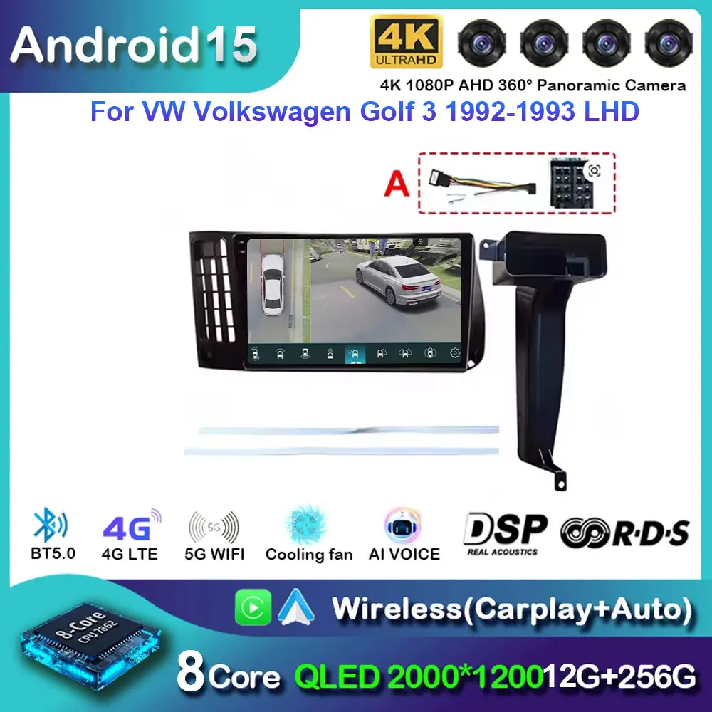 

Carplay Auto Stereo Android 15 Car Radio For VW Volkswagen Golf 3 1992-1993 LHD Multimedia Video Player 4G GPS intelligent WIFI