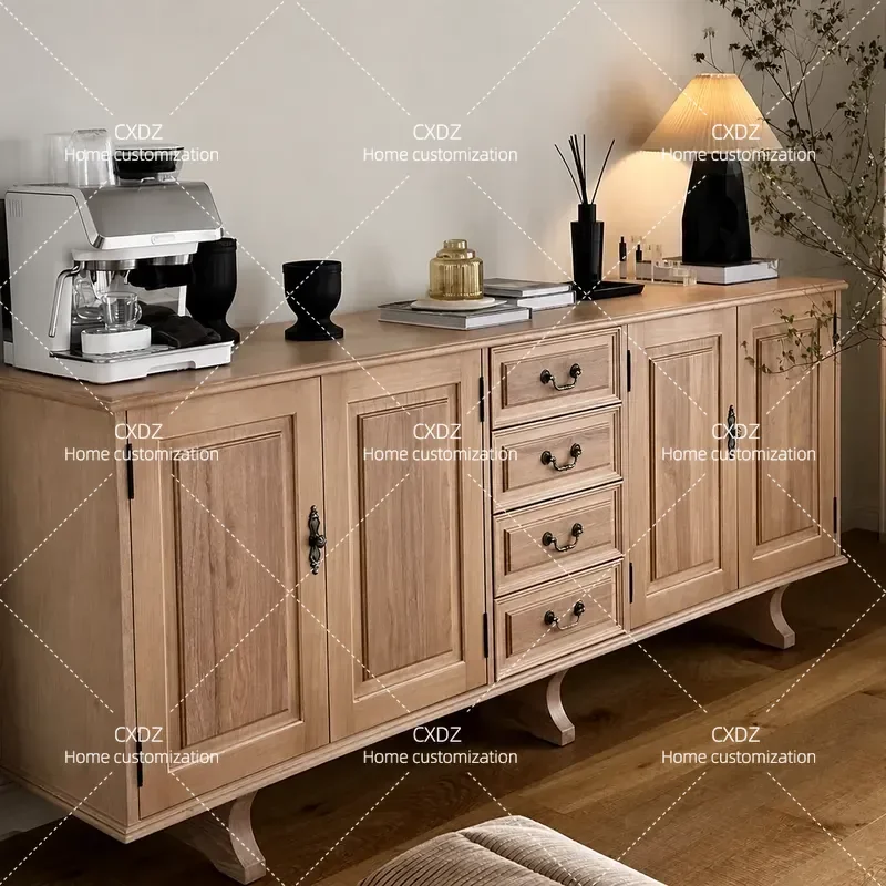 Rural Retro TV Cabinet Foyer Entrance Shoe Storage Decorative Sideboard Console Table for Living Room Hallway Home