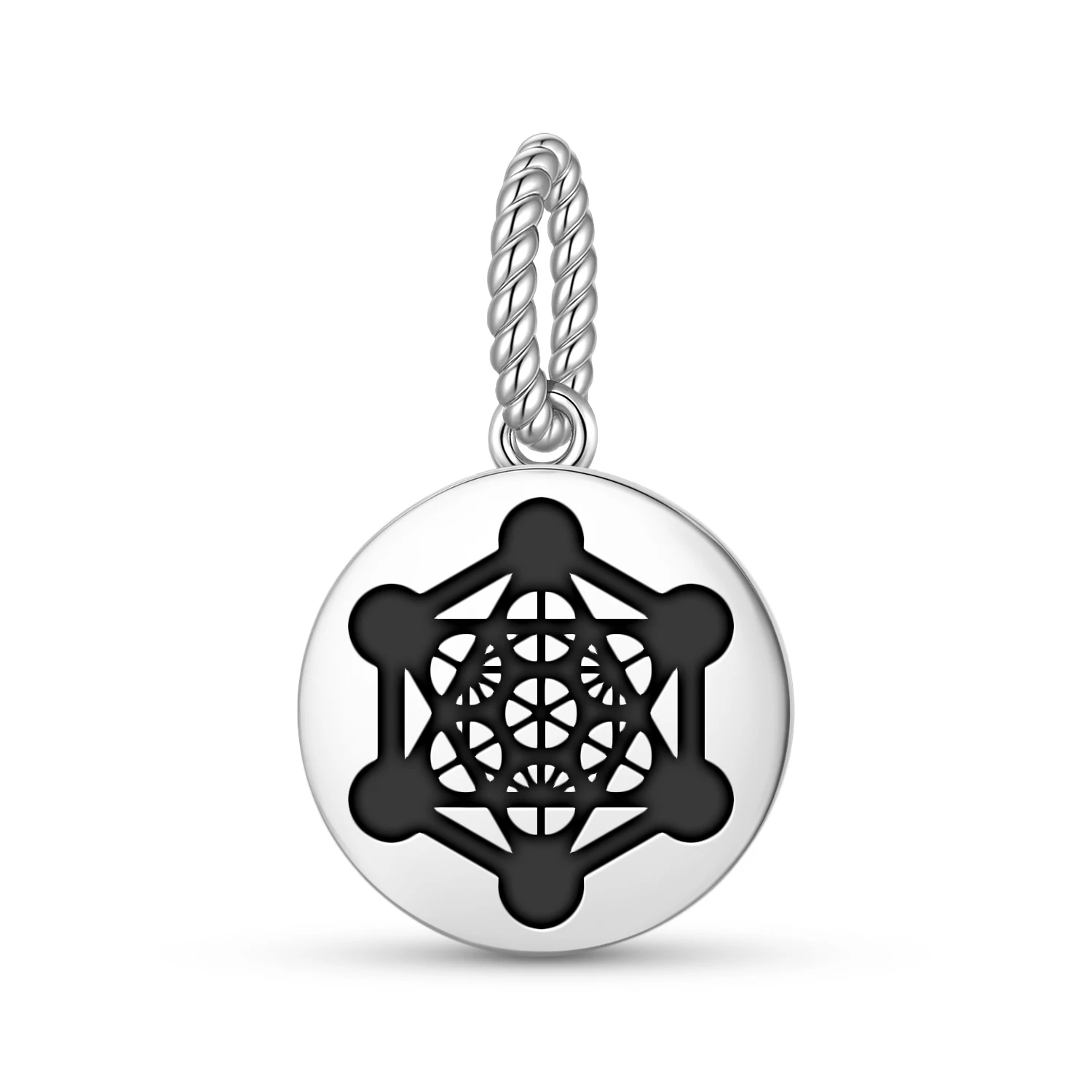 

Sacred Geometry Metatron's Cube 925 Sterling Silver Charm Bead DIY Pendant Charm Fits Original Bracelet Jewelry Gift