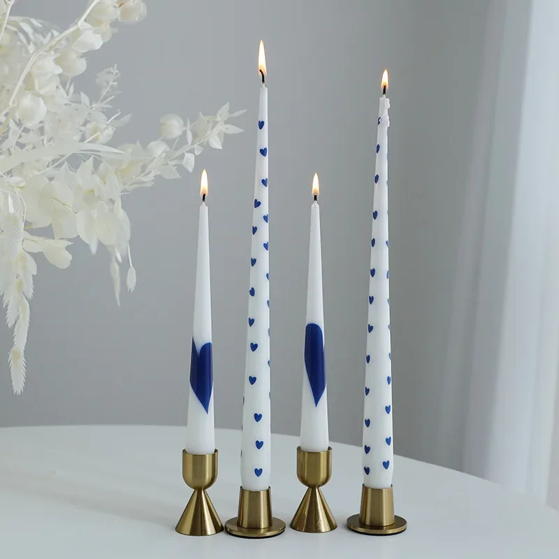 

Flameless Candles 35CM Long Aromatherapy Candle Home Love Western Style Candle Holder Decoration M