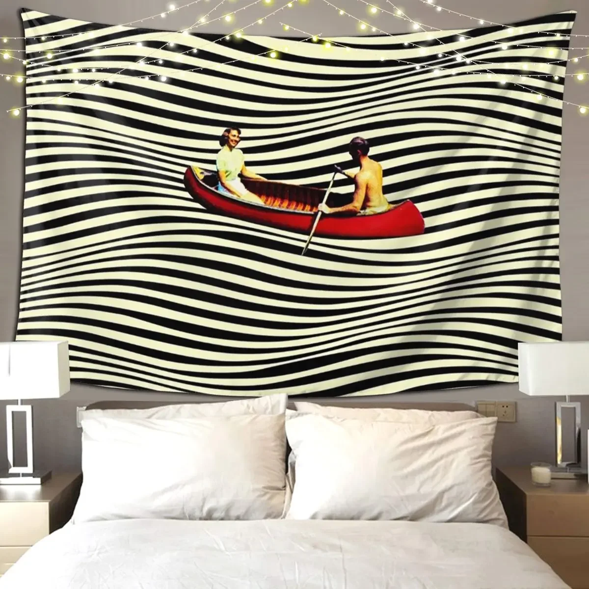 Illusionary Boat Rid Tapestry Hippie Wall Hanging Aesthetic Home Decoration Tapestries for Living Room Bedroom Dorm Room