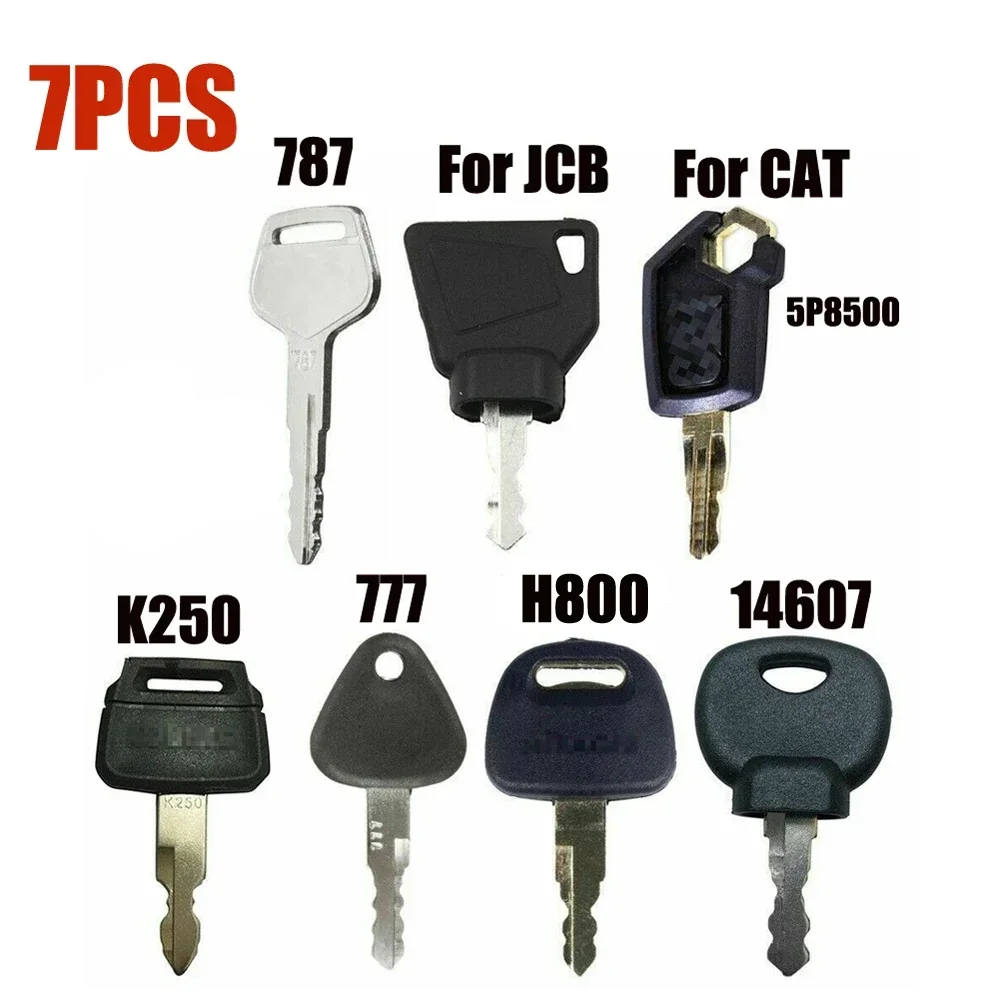 7PCS Ignition Keys Excavator Construction Machinery Key Kit For JCB Parts 3CX Excavator Grab5P8500 K250 H800