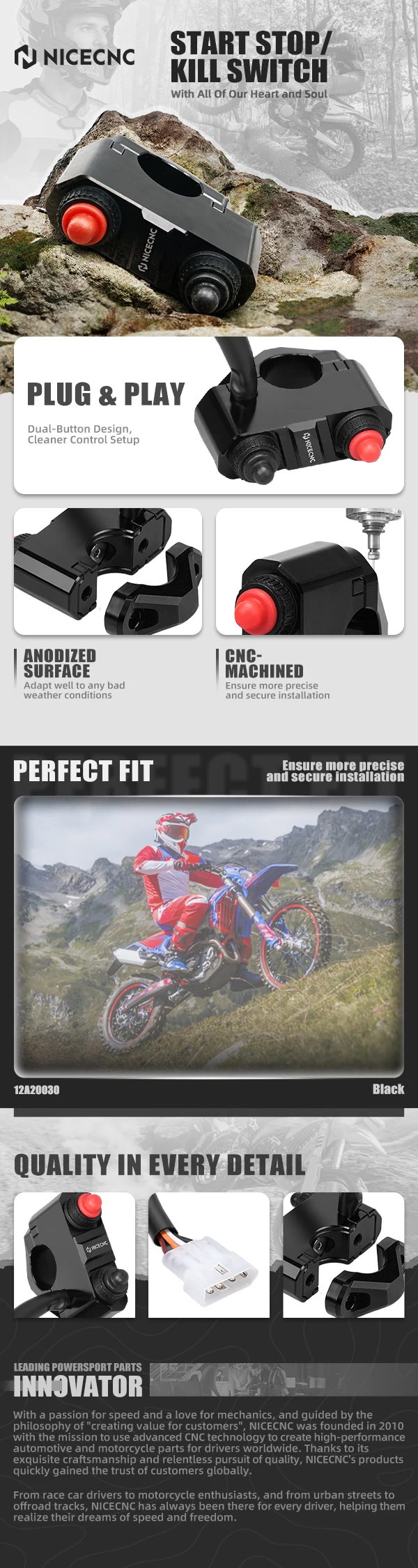 NICECNC Für Beta 300 X-TRAINER 250 X-TRAINER Shorty Kupplungshebel Start-Stopp-Schalter-Kit RR 300 RR 250 200 2019-2026 – Detail 3