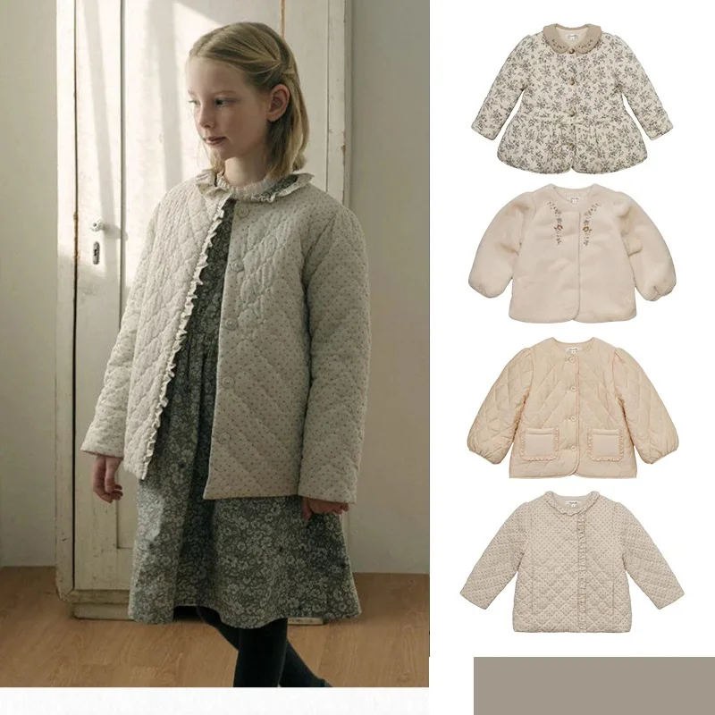 

Girls' Cotton Jacket 2025 Winter New Arrival Embroidered Fashion Thickened Warm Children's Jacket Pure Cotton Embroidered Top