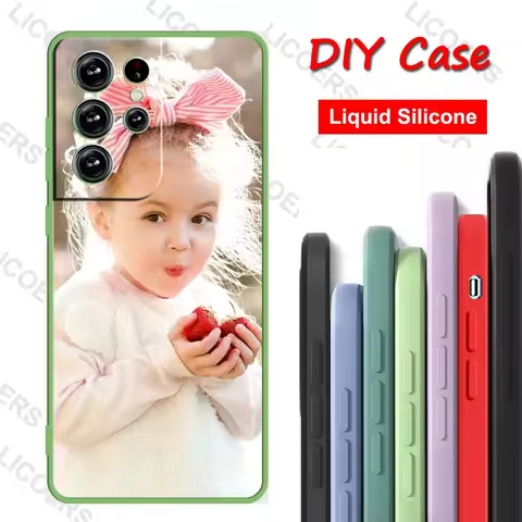 DIY Case for Samsung Galaxy S25 S24 S23 S22 S21 S20 Ultra Plus Note 20 Case Liquid Silicone Customiz Picture Photo Soft Cover