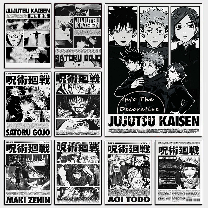 Classic High-octane Japanese Anime J-Jujutsu Anime K-Kaisen Poster Canvas Painting Wall Art Picture Home Hallway Aesthetic Decor