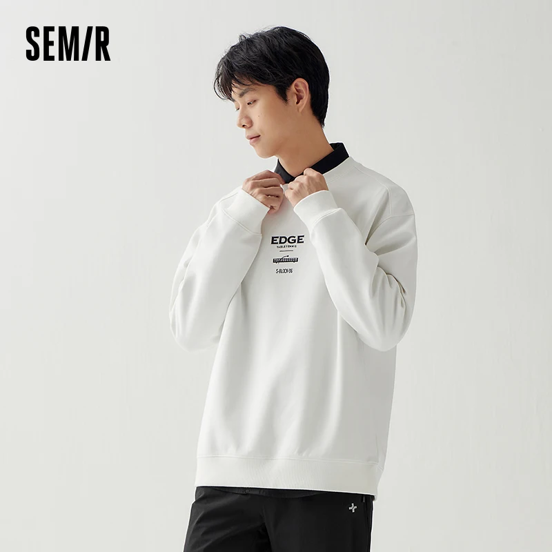 Semir Sweater Men 2024 New Autumn Basic Simple Versatile Round Neck Top Loose Drop Shoulder Knit Casual