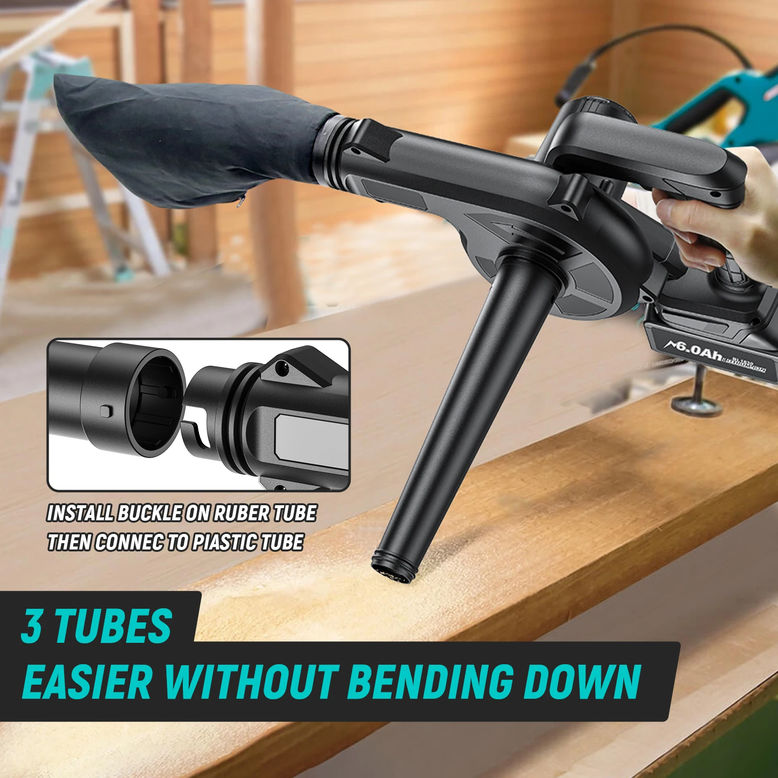 New Koopa Tool Mini Cordless Leaf Blower For 18V Makita BL1830 Battery Vacuum 150CFM Up To 230MPH, 2-in-1 Handle Electric Blower