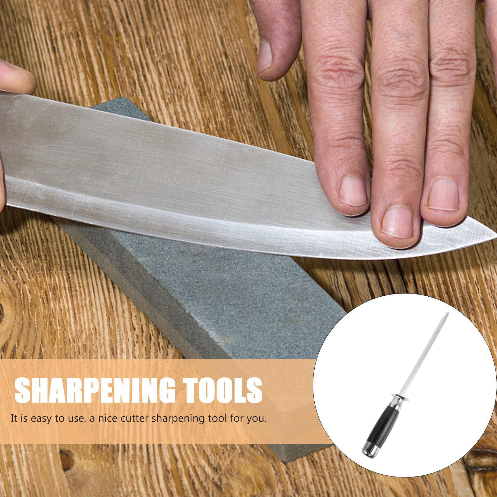 

Efficient Kitchen Cutter Sharpening Rod Stainless Steel Sharpener Stick with Large Grinding Surface for Daily Cutting Tool