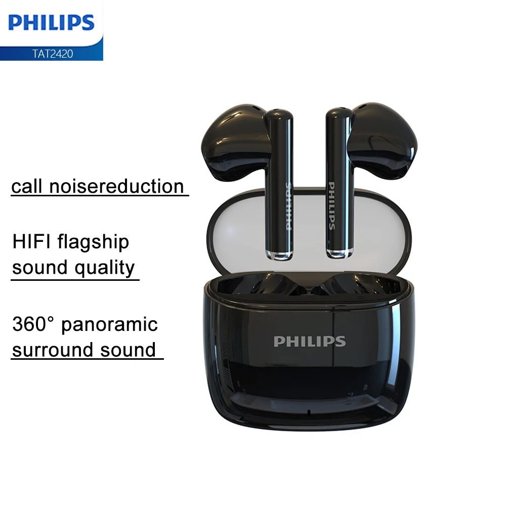 HILIPS TAT2420 Bluetooth Headphones HIFI Sound Quality Call Noise Reduction Wireless Headphones Mini Portable Music Headset