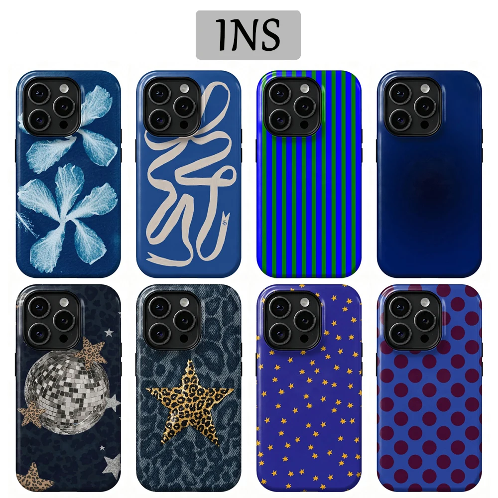 Blue Bow Phone Case for Samsung Galaxy A56 A36 A26 S26 S25 S24 S23 S20FE Ultra Plus Edge 4G 5G Luxury Double-layer Back Cover