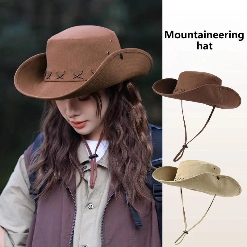Western Retro Cowboyhut Outdoor Wandern Sonnenschutzhut Fischerhut Herren- und Damen-Bergsteigerhut