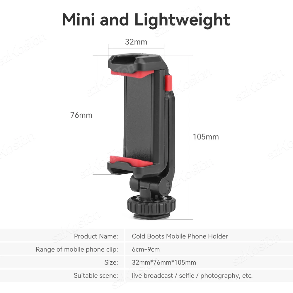 Phone Holder Mount Clamp Clip Horizontal and vertical Shooting for Smartphone Cold Shoe Mount Video Light Mic Smartphone