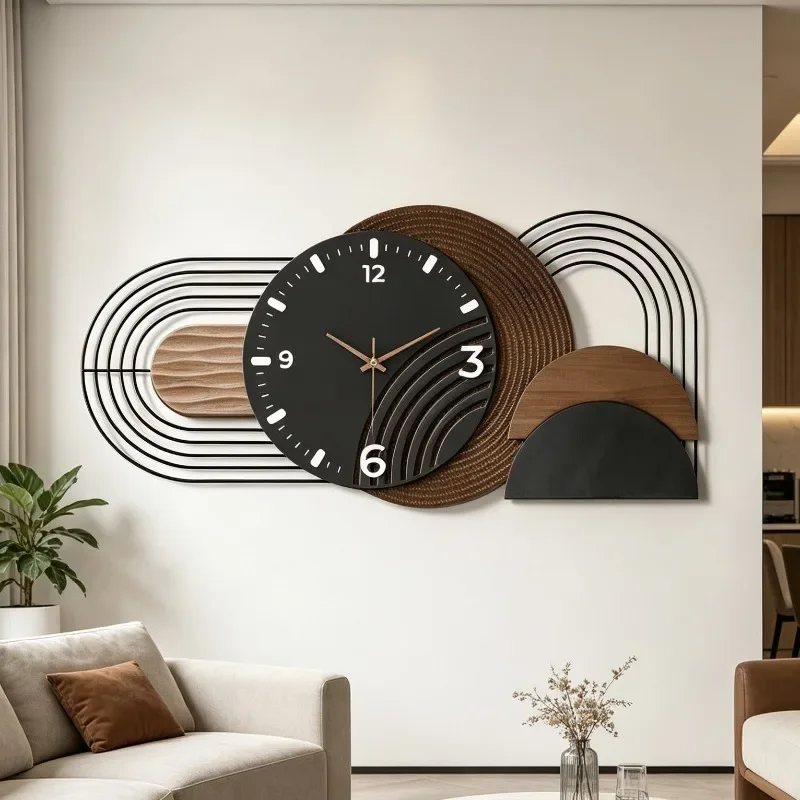 Large Wall Clocks Modern Elegant Wooden Wall Art Clock Stylish Minimalist Living Room Clocks Nordic Luxury Home Decoration Watch